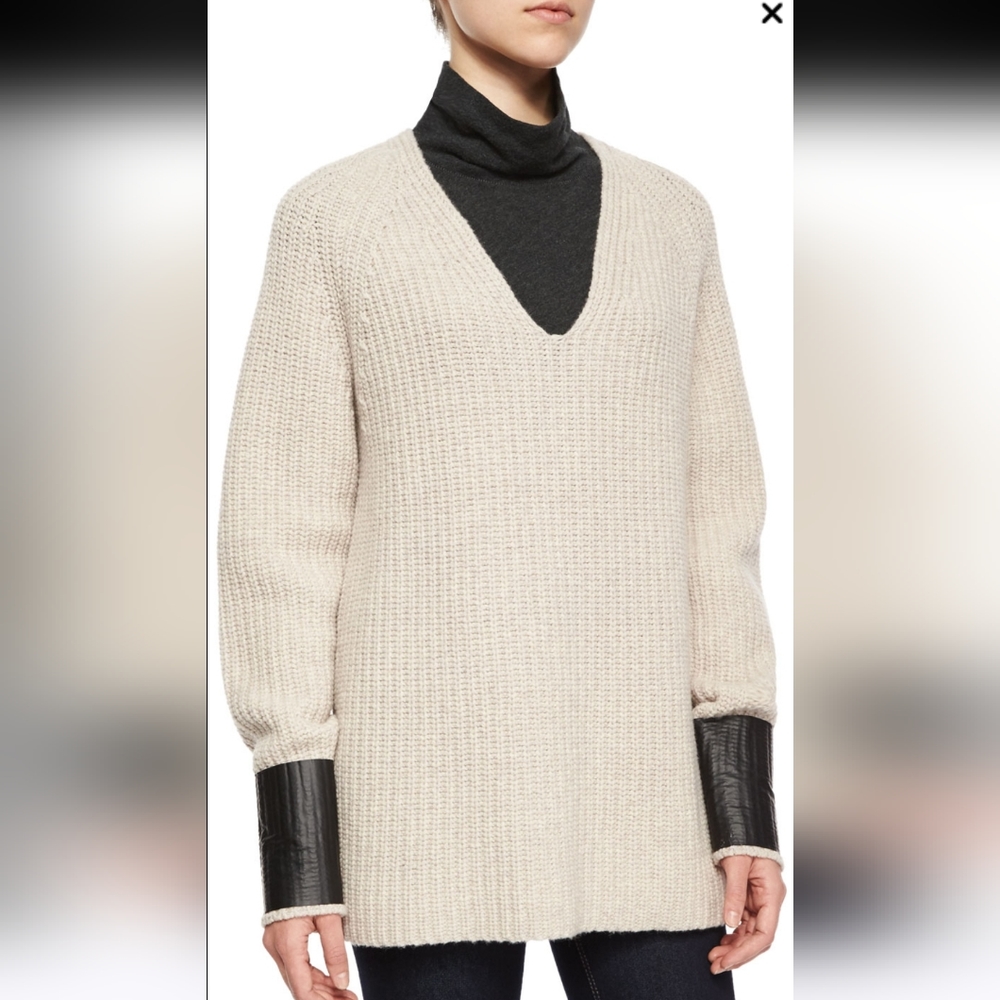 Rag & bone/JEAN Bonnie V-Neck Ribbed Sweater, Oatmeal Sz XS